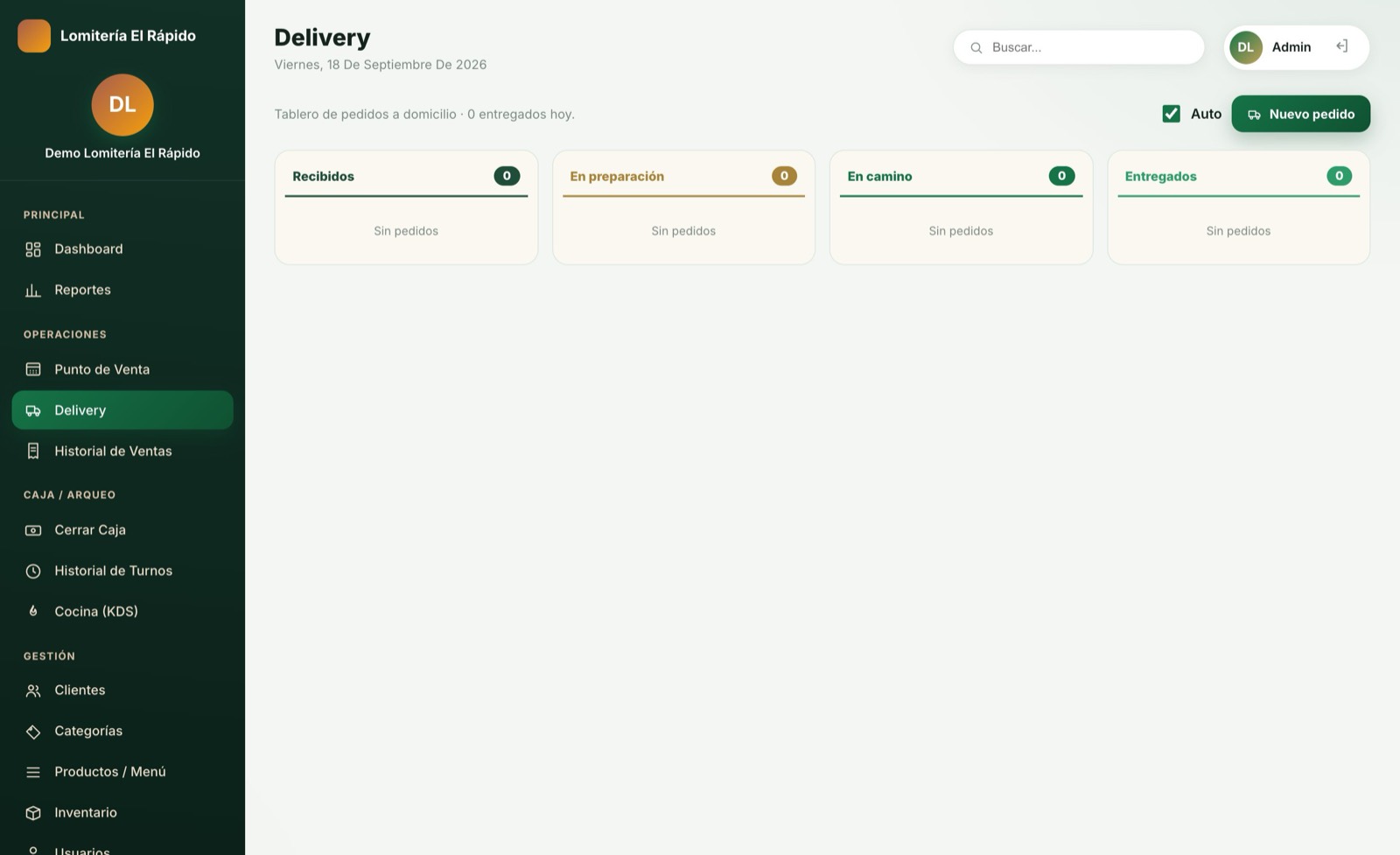 Seguí el delivery — pantalla del sistema para comida rápida