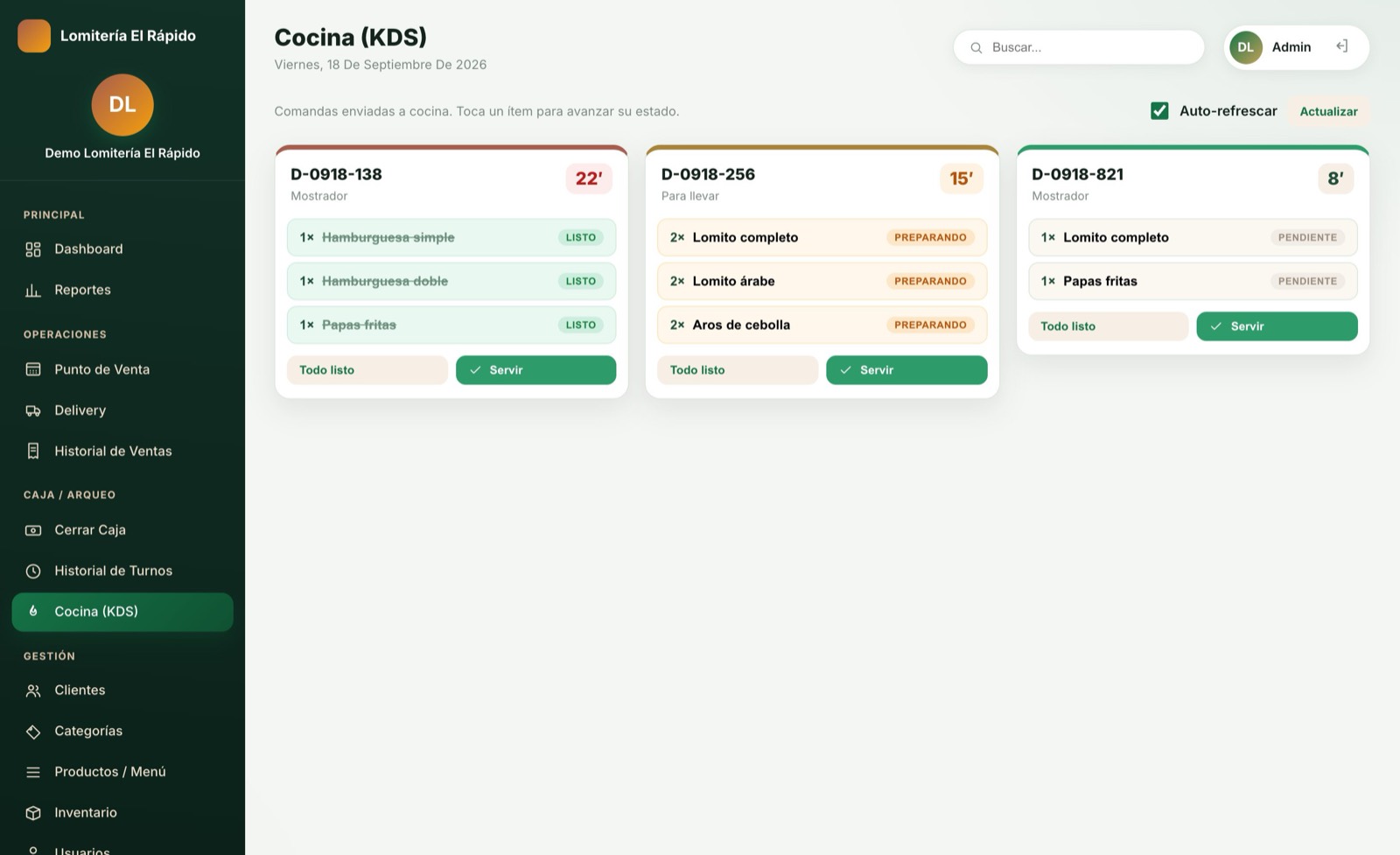 Sistema para comida rápida